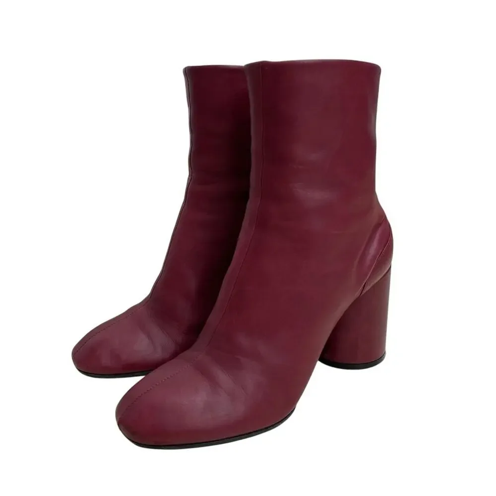 Preowned Maison Martin Margiela burgundy red soft leather ankle boots Size 36.5 - Picture 2 of 8